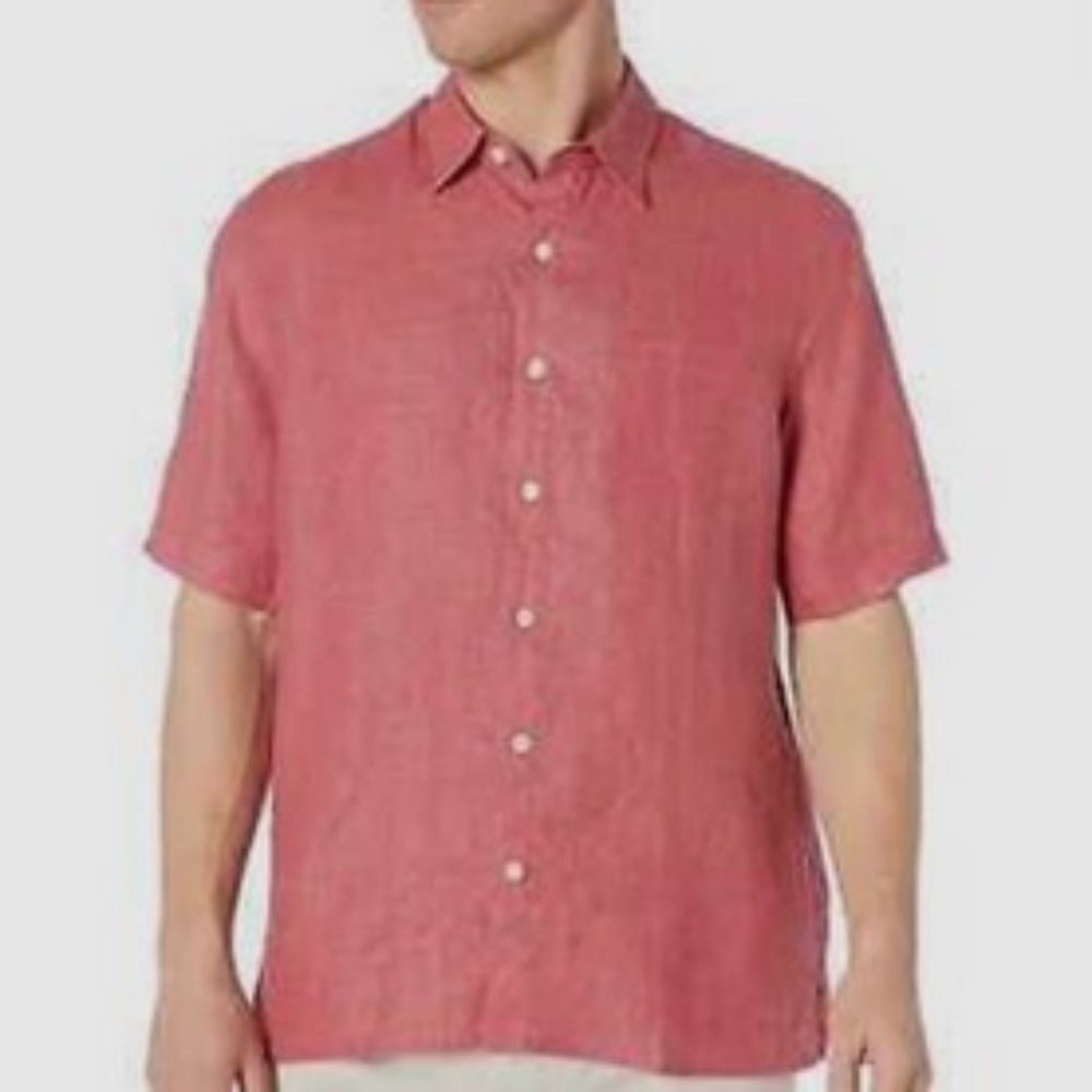 Linen Casual Men’s Button Down Shirt Coral NWT 28 Palms